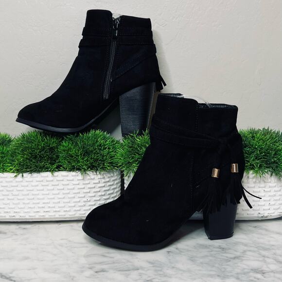 Top Moda Tassel Ankle Boots Vegan Suede Tassel Booties - Picture 1 of 11